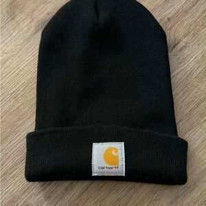 Carhartt Black Knit Beanie with Yellow Logo